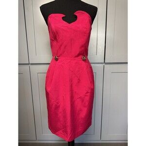 Alouette Paris Vintage Dress Size 1 Metallic Rose Red Bandeau Pencil